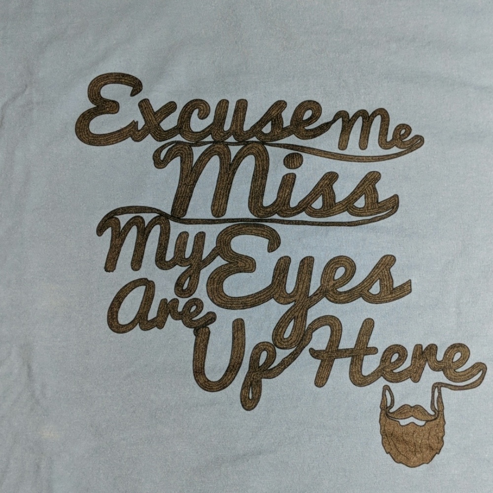 Funny Beard shirt - blue and brown - size large